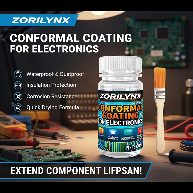Conformal Coating for Electronics PCB Circuit Board Clear Insulating Varnish Waterproof Moisture-proof ZORILYNX 60ml with Brush