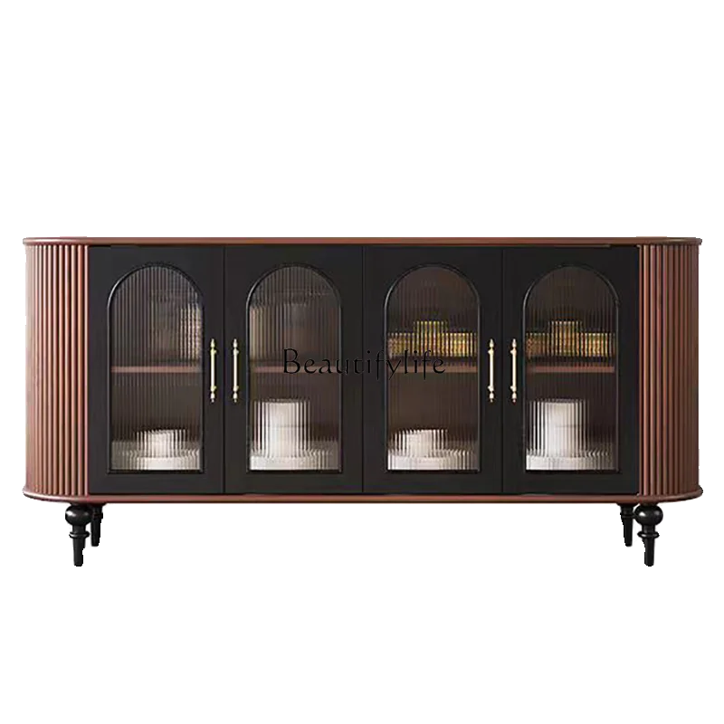 

American solid wood retro dining side cabinet multi-functional entrance storage storage cabinet