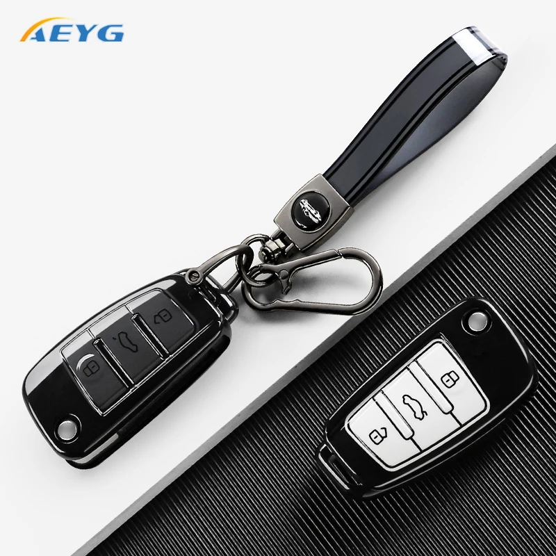 TPU Car Flip Key Case Cover Shell Fob For Audi A3 8L 8P A4 B6 B7 B8 A6 C5 C6 4F RS3 Q3 Q7 TT 8L 8V S3 Protector Holder Keyless view 4