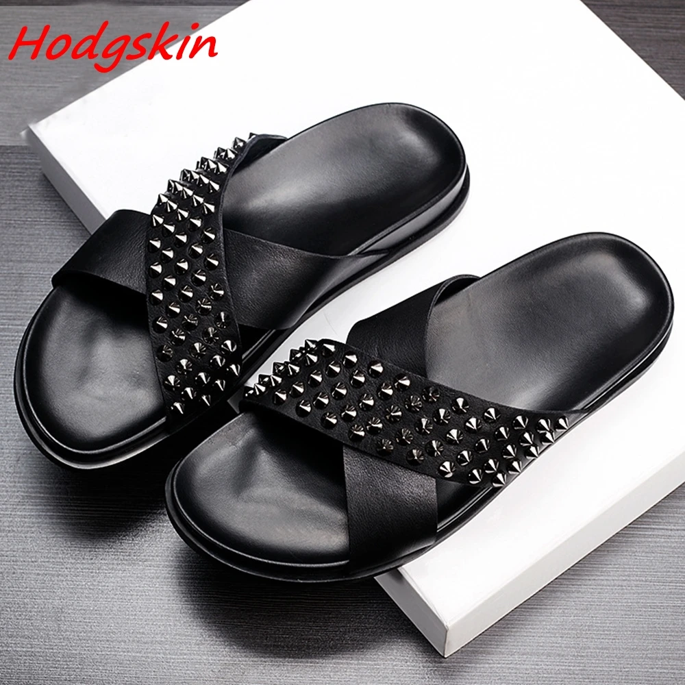 Black Cross Tied Summer Slippers for Men Open Toe Slingback Slip On Punk Flat with Shoes 2024 New Arrivals Casual Fashion Slides