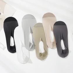 3 Pairs/Lot Men's Summer Ice Silk Invisible Mesh Socks Low Cut Breathable Casual Short Non-Slip Silicone Black No Show Socks