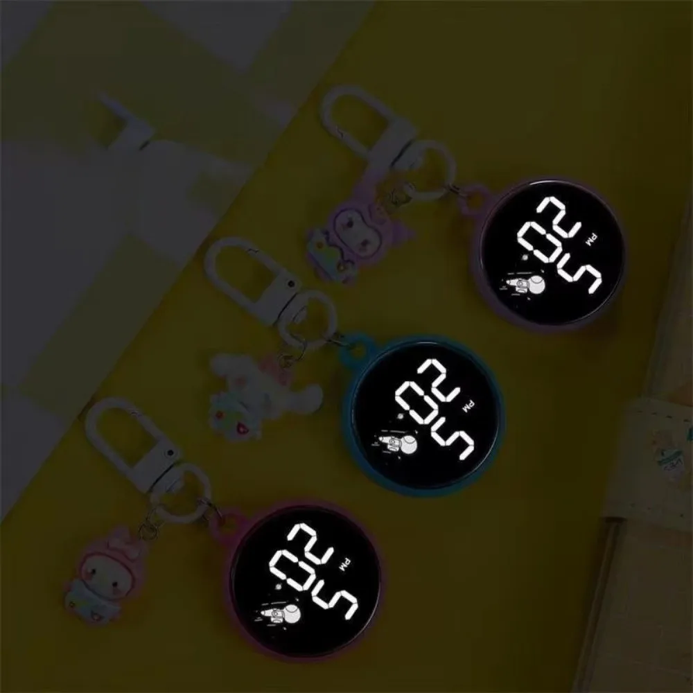 Cartoon Keychain Digital Watch Waterproof Astronaut Style LED Electronic Watch Luminous Digital Display Pendant Clock
