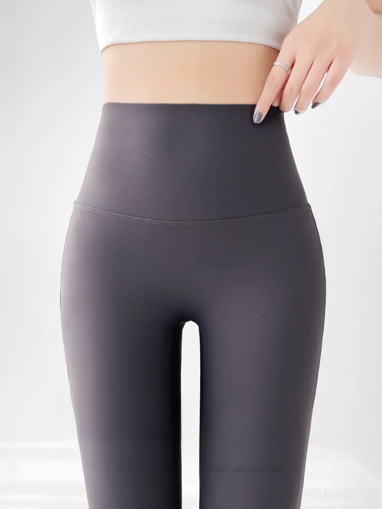 슬리밍 하이 웨이스트 요가 바지 여성용 봄 가을 아크스킨 바지 롱 레깅스 패셔너블 테이퍼드 커프드 앵클 팬츠