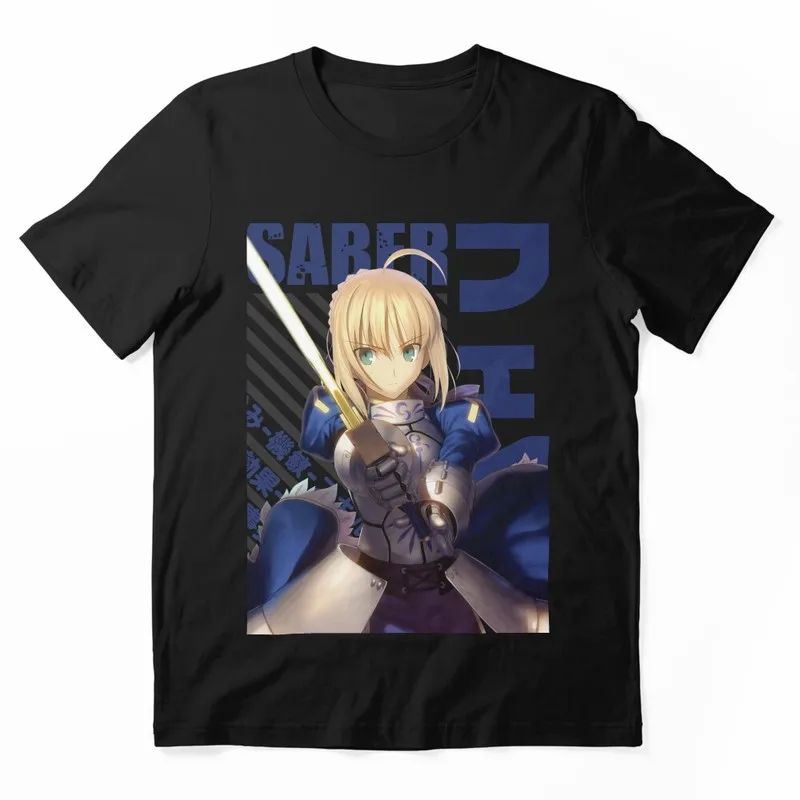 Saber Fate Stay Night Anime Graphic T-Shirt Japanese Anime Manga Vintage Print Unisex Short Sleeve Casual Streetwear Tee