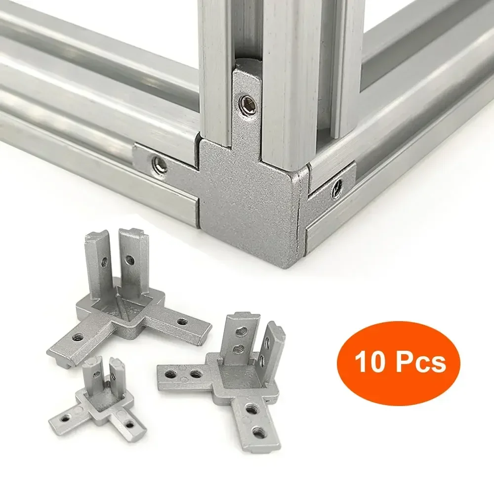 10 Pcs EU 2020 3030 4040 3 Way Corner Bracket Connector With Screws For Standard T Slot Aluminum Extrusion Profile 2020 3030