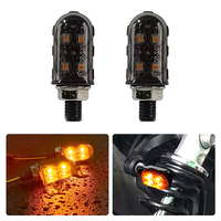 2Pcs Mini Motorcycle LED Turn Signal Lights Amber Flashing Light Blinker Turn Signal Lamp 12V Moto Indicator Lamp Accessories