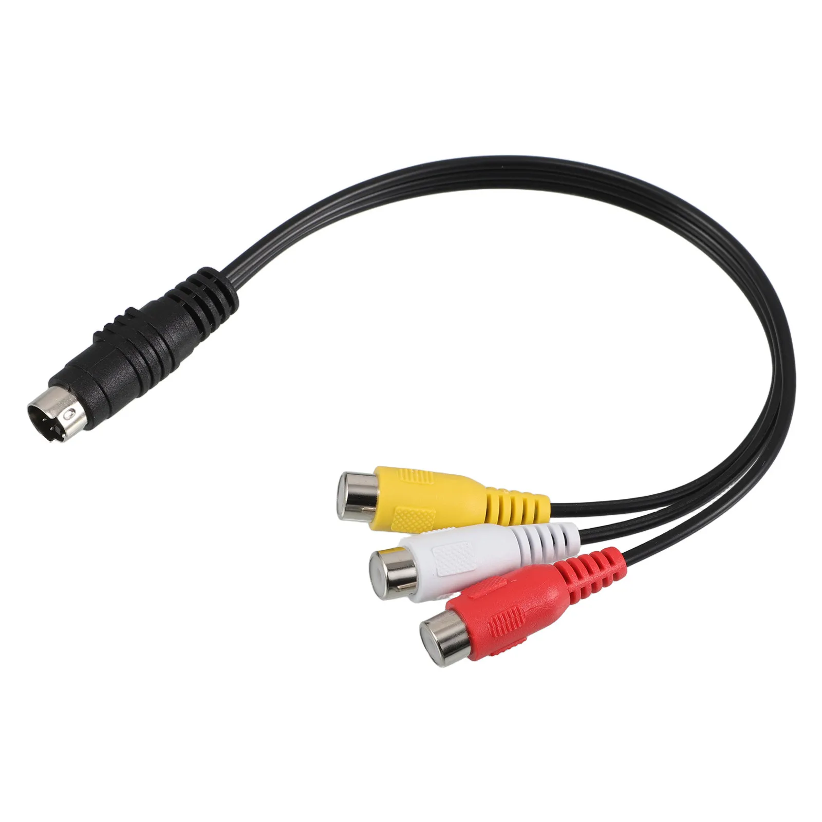 4 Pin S-Video to 3 Video Adapter Cable High Definition Signal Transfer for TV Projector Monitor Compatible Av