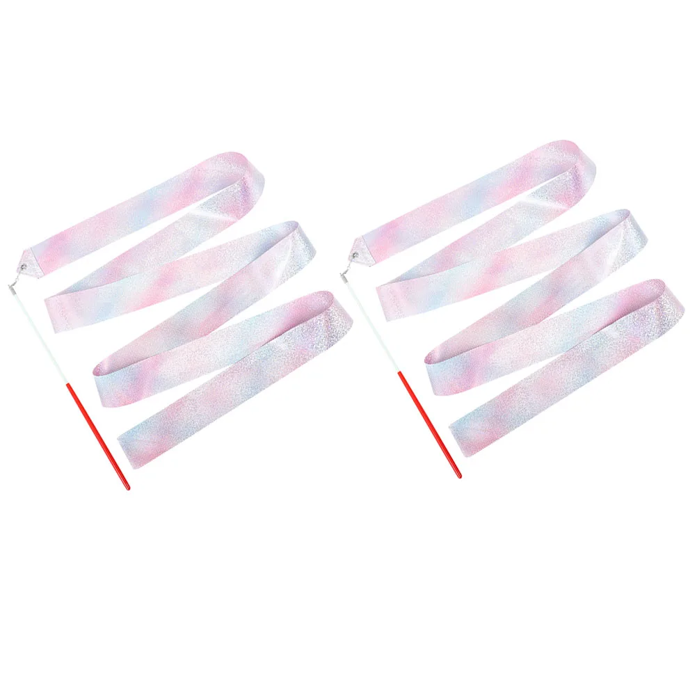 

2pcs 2M Flashing Ribbons Performing Dancing Ribbons Gymnastics Dance Reusable Streamers Fitness Training Props Artistic