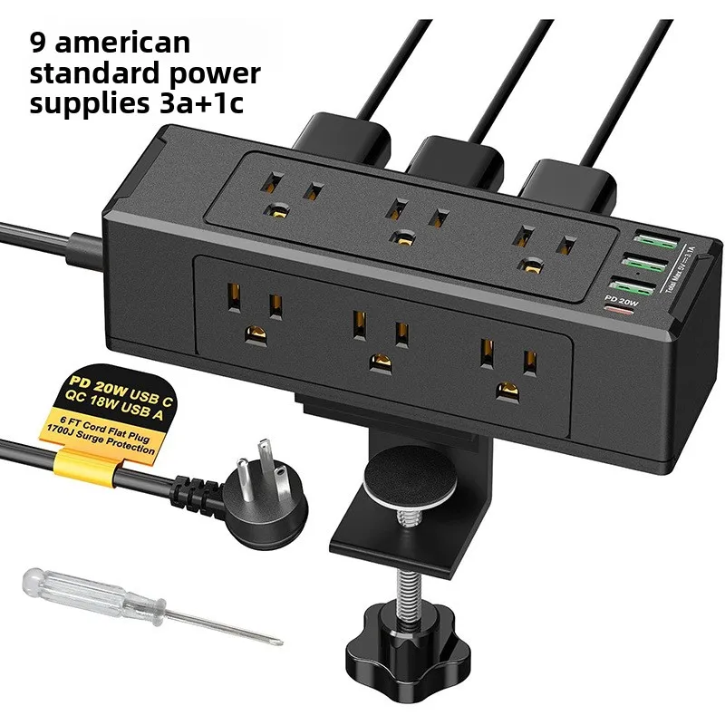 

American Standard 9 Power Supply Office Desk Socket 4USB Multi-function American Standard Socket Twist Fixed Desktop Socket