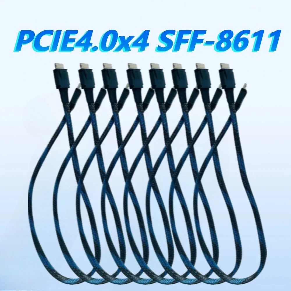 PCIE 4.0 X4 GEN4 High Speed 24Gbps SAS4 Oculink Cable SFF-8611 Braided Soft SFF 8611 Cable GPU SSD OCuLink 4X Silver-Plated Wire