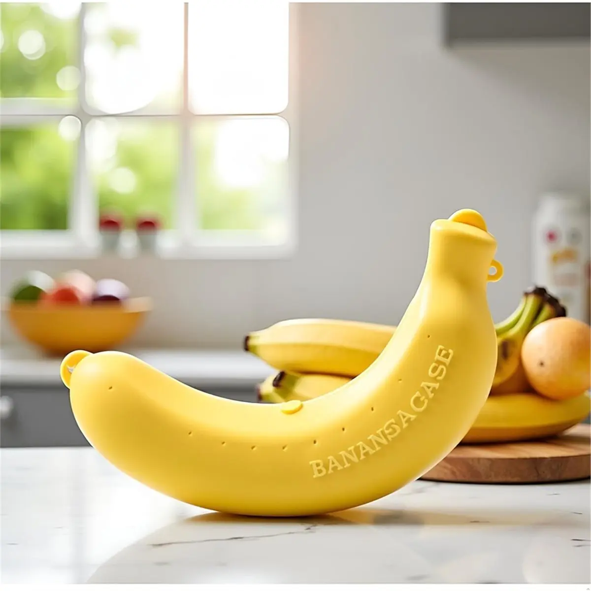 2Pcs Banana Case, Cute Banana Protector Storage Box, Portable Banana Holder for Lunch Boxes, for Outdoor Travel Yellow