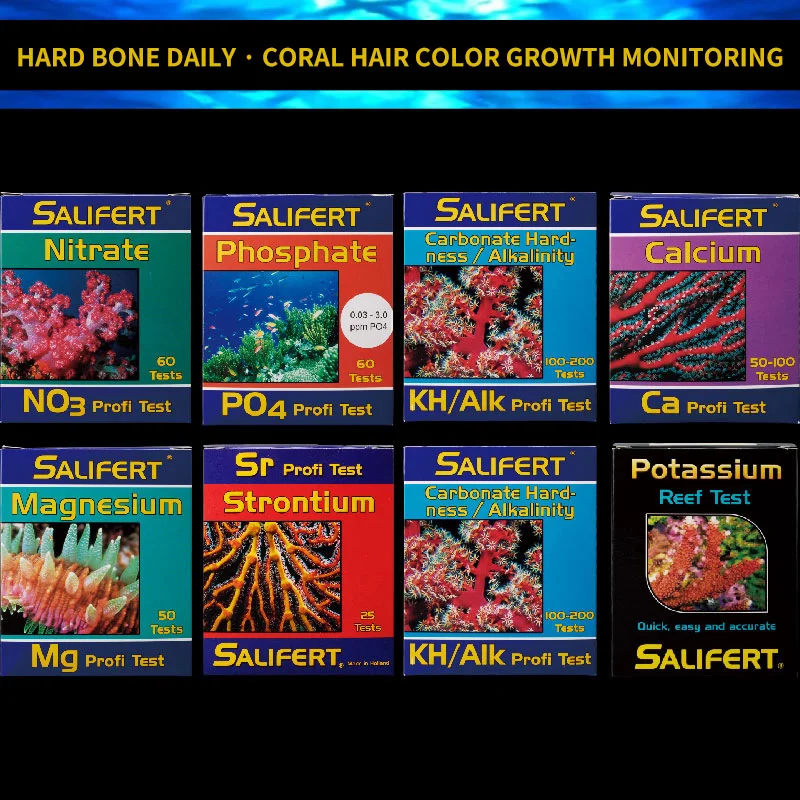 Salifert Seawater TesterTest Kit, Ca, Cu, I2, KH, Mg, NH4, NH4, NO2, Nitrite, NO3, Nitrate, PH, PO4, Sr, Potent Water T