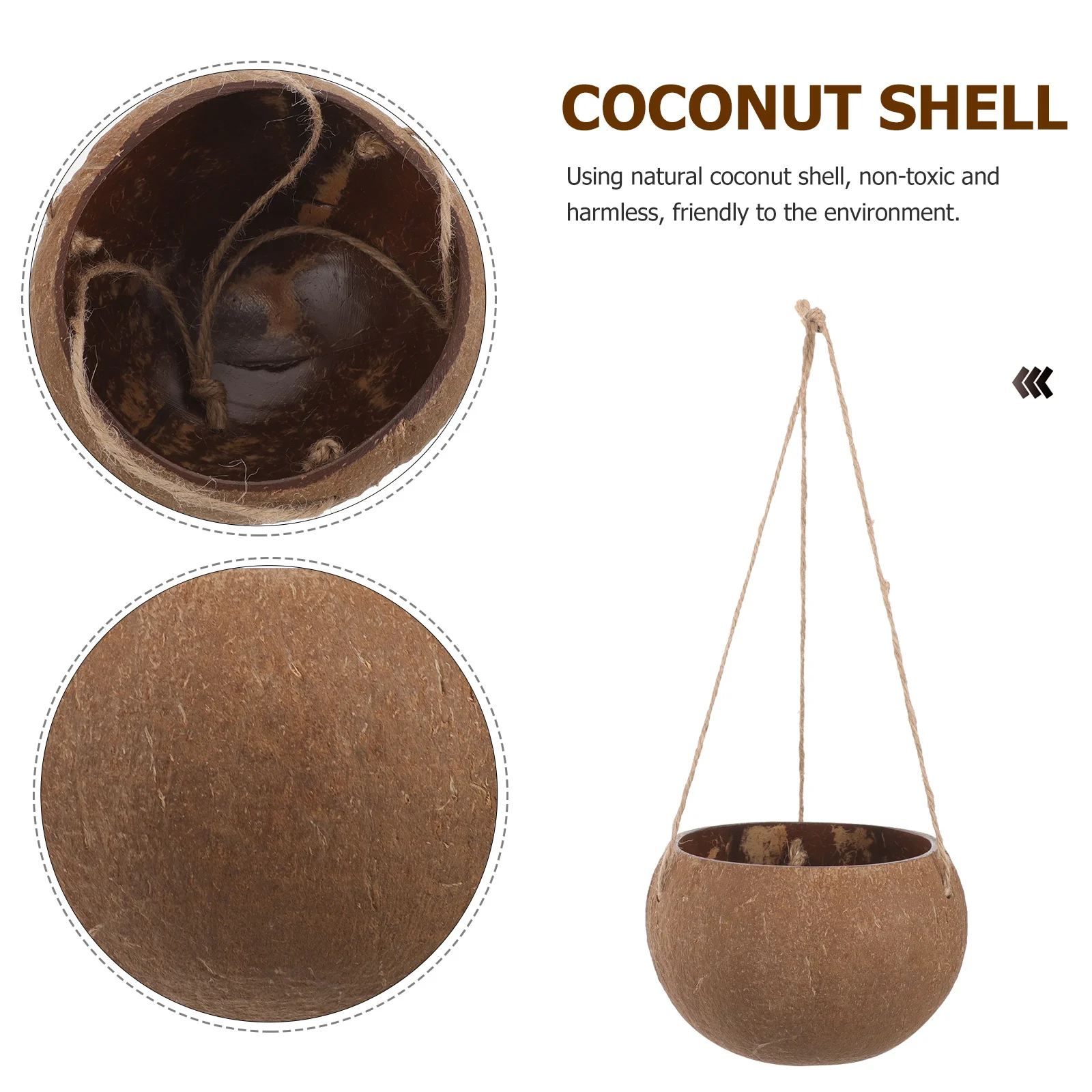 

Coconut Shell Flower Pot Natural Planter For Indoor Outdoor Plants Wall Hanging Basket Garden Decor Succulents Violets Hanging