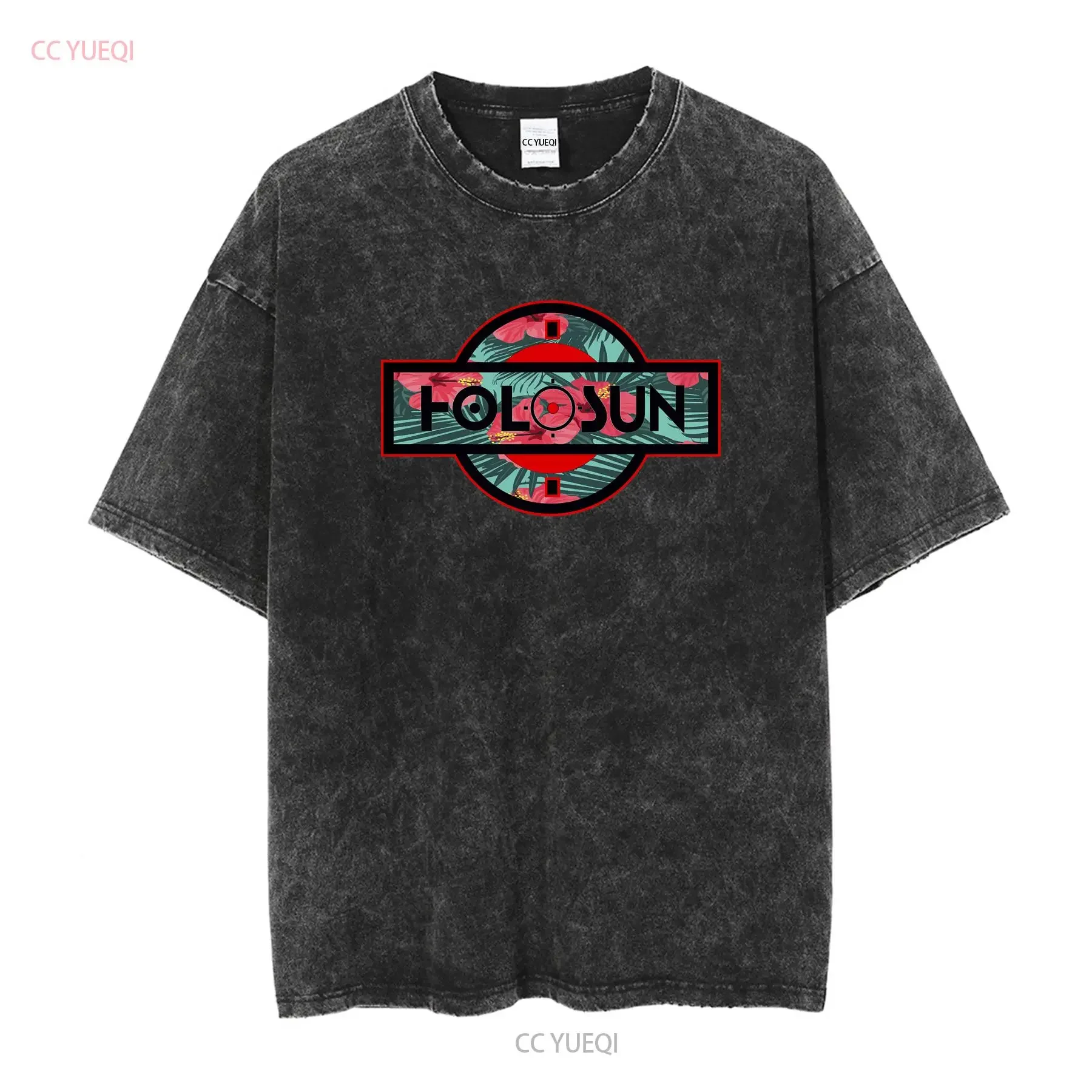 Holosun Red Dot Scope Sight Badge Patch Logo Men's Black T Shirt Size S to 5XL vintage Washed designer clothes Soft Casual