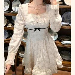 French Wealthy Heiress Lace Women's Autumn and Winter High-end Feeling Waist Cinching Short Princess Dress