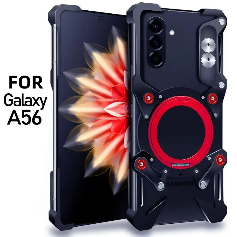 

Luxury Heavy Duty Aluminum Armor Case For Samsung Galaxy A56 A55 A54 A53 A52 52S Powerful Shockproof Metal Cover With Lanyard