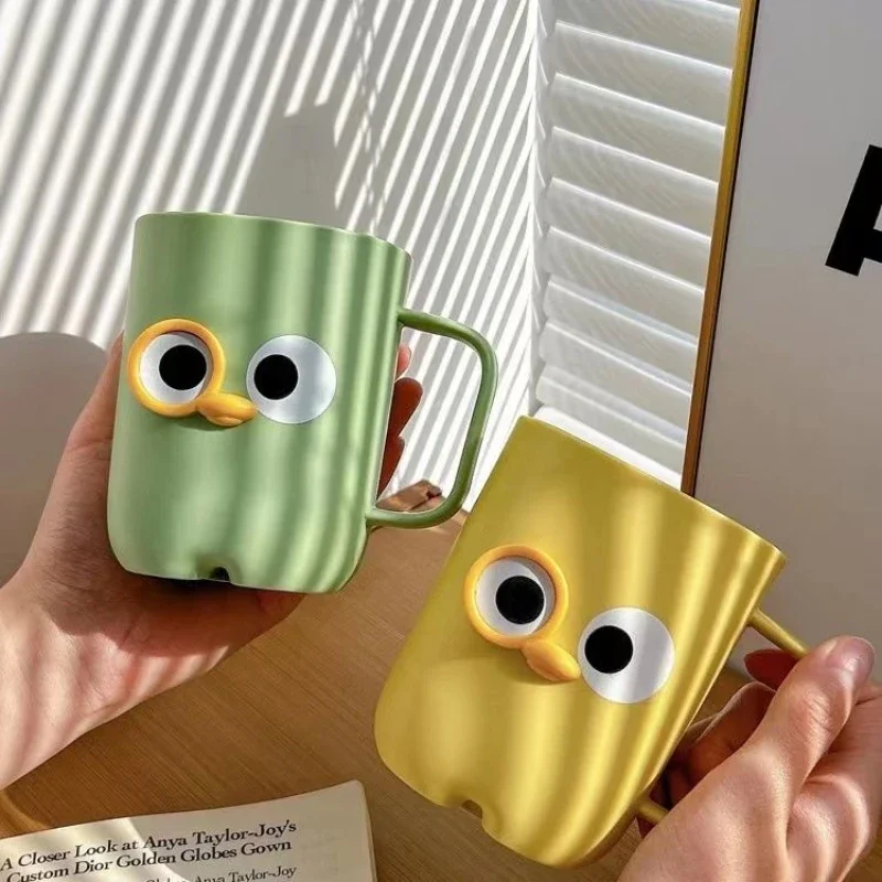 3D Cartoon Mouthwash Cups for Home Use, High Beauty Coffee Cup with Handle, Student Couple Toothbrushing Cup,Christmas Gift