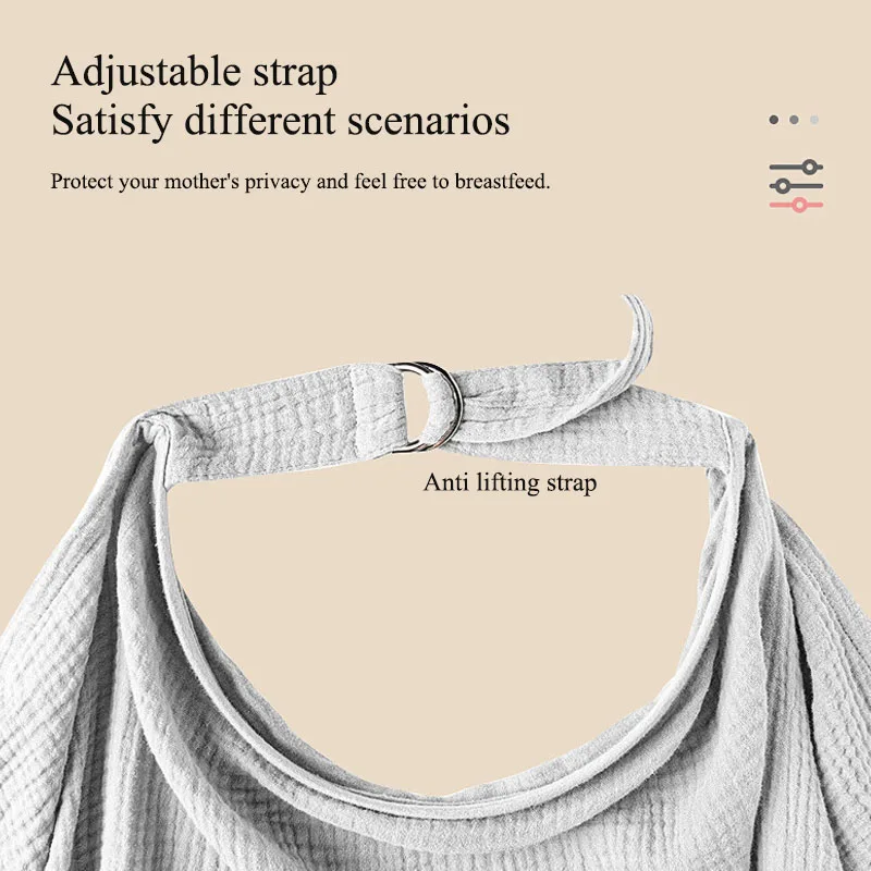 75*95cm Mother Breastfeeding Cover Muslin Cotton Nursing Cover Adjustable Protecting privacy feeding cloth with Arch Neckline