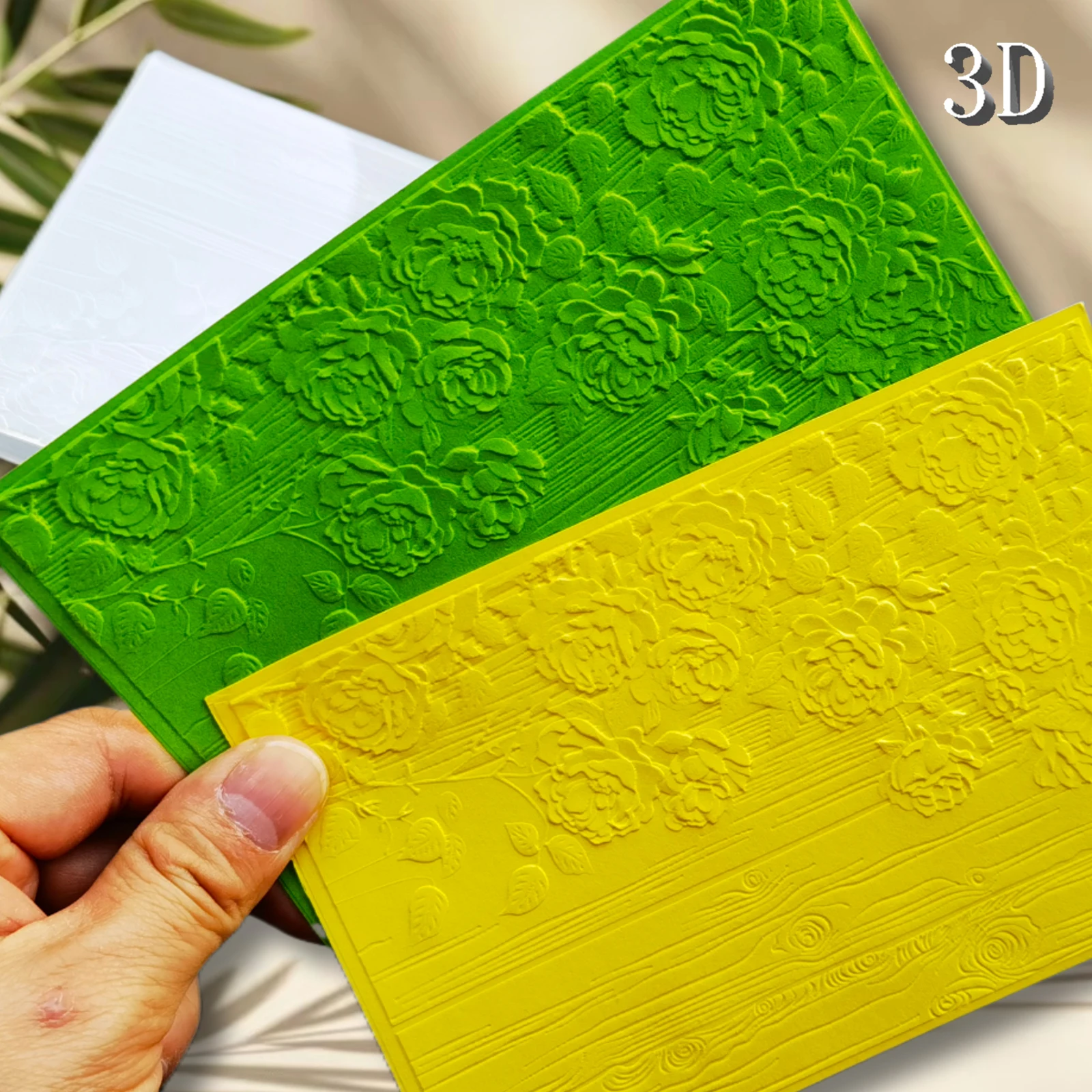 مجلد منقوش لخلفية الملمس الخشبي على شكل زهرة عتيقة - مشبك منقوش ثلاثي الأبعاد، قالب منقوش من البلاستيك مناسب جدًا لفياري #4