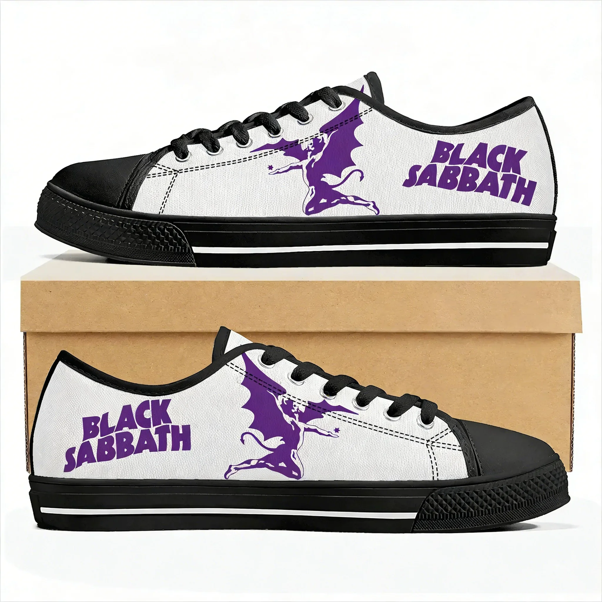 Black Heavy Metal Band Sabbath Low Top High Quality Sneakers Mens Women Teenager Canvas Sneaker Casual Couple Shoes Custom Shoes