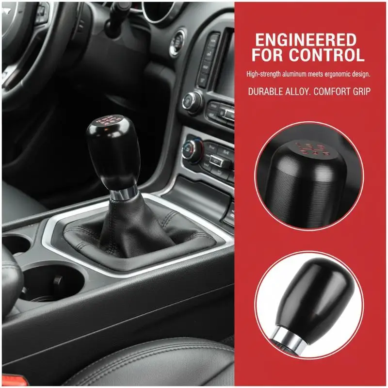 Universal Manual Car Gear Knob Metal 5 Speed Stick Shift Lever Wear Resistant Easy to Install Replacement for Multiple Models