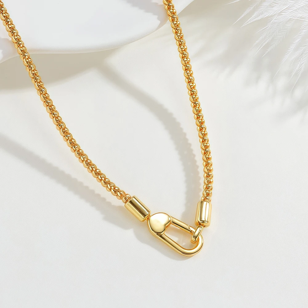 

2025 Original Innovative Golden Necklace 925 Sterling Silver Spring Clasp Popcorn Necklace Simple Fashion Women's Holiday Gift