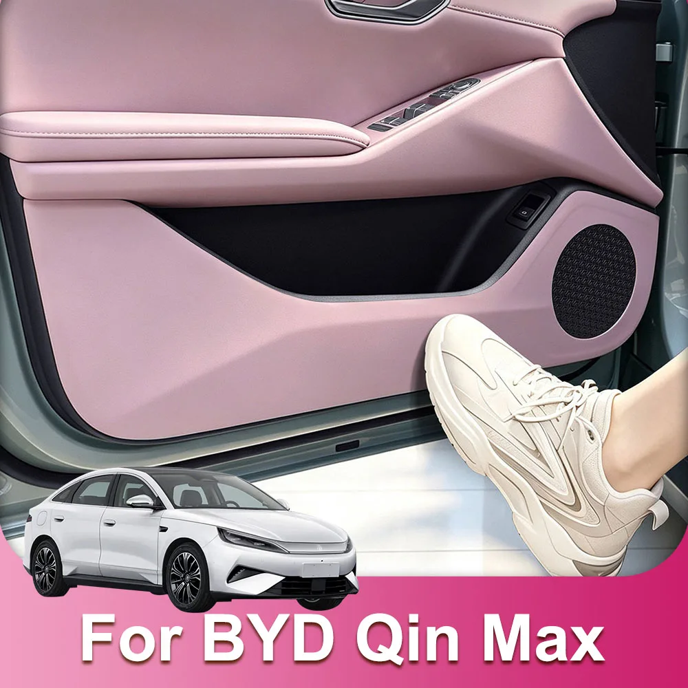 4 Pcs Car Door Anti Kick Pad For BYD Qin Max EV DM-i 2026 2027 Door Panel Anti Scratch Sticker Leather Material Car Supplies