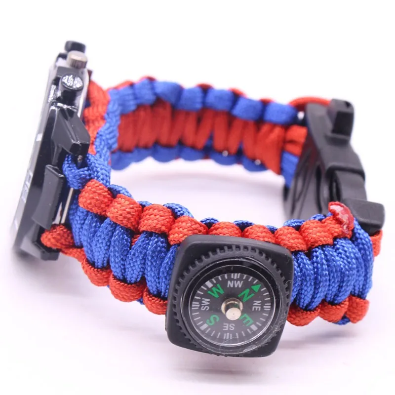 Survival Firestone Compass Watch Outdoor Multi functional Seven Core Umbrella Rope Weaving Bracelet Watch