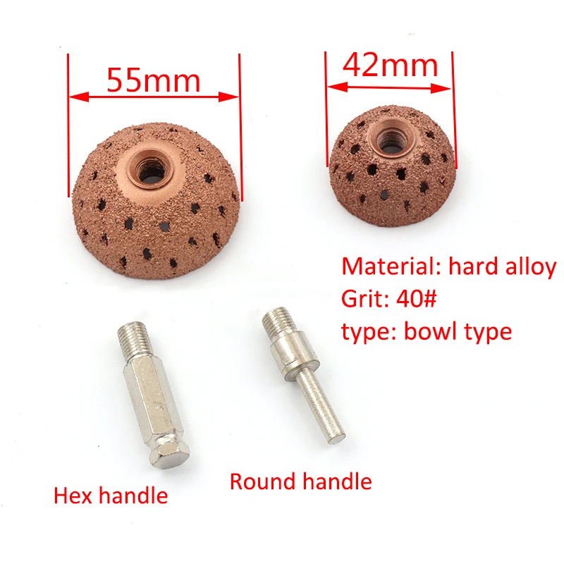 1pcs 42/55mm Tire Grinding Head Rasp Buffer Ball Tyre Repair Hand Tool Buffing Wheel/Adaptor Professional Tire Repair Power Tool