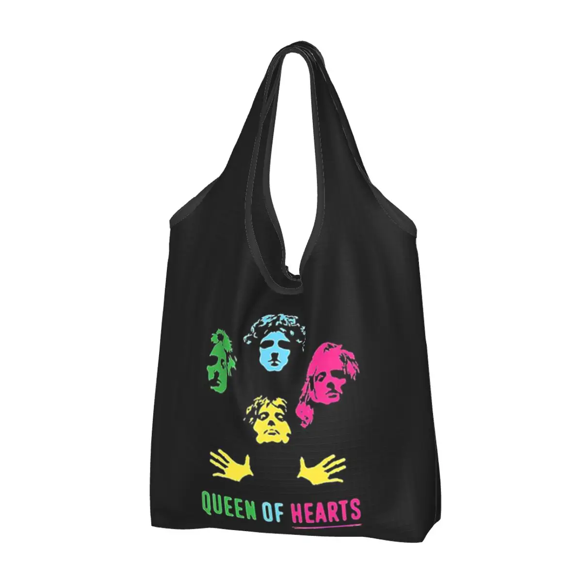 Queen Of Hearts Freddie Mercury Portable Tote Shopping Bags Reusable Shopper Bag Grocery Handbag Shoulder Bag