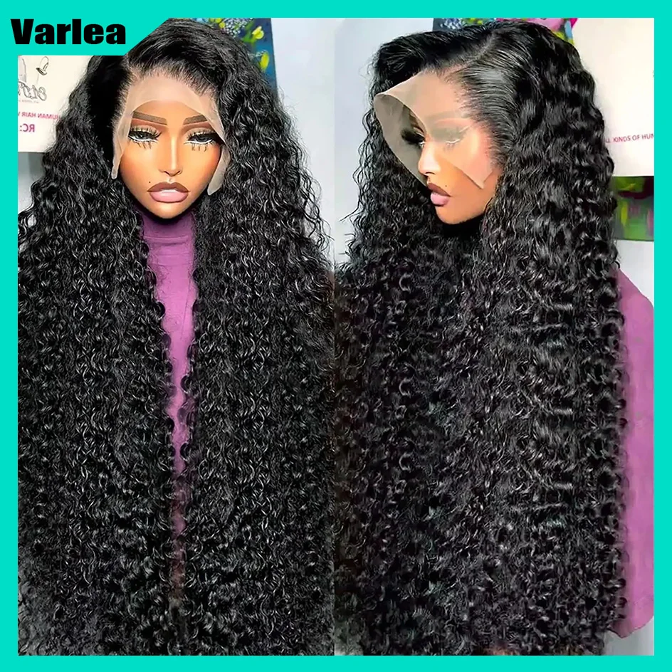 Varlea 40 Inch Black Deep Wave Frontal Wig 13x6 Hd Lace 13x4 Lace Frontal Curly Wigs Water Wave Human Hair Wig Brazilian Hair