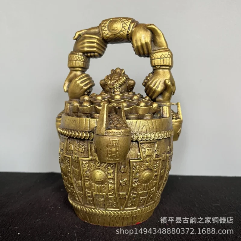 

Ведро золотого золотой жабы Юаньбао, большое медное украшение, креативное украшение для гостиной, дома, входа в китайском стиле, офисное украшение Cr