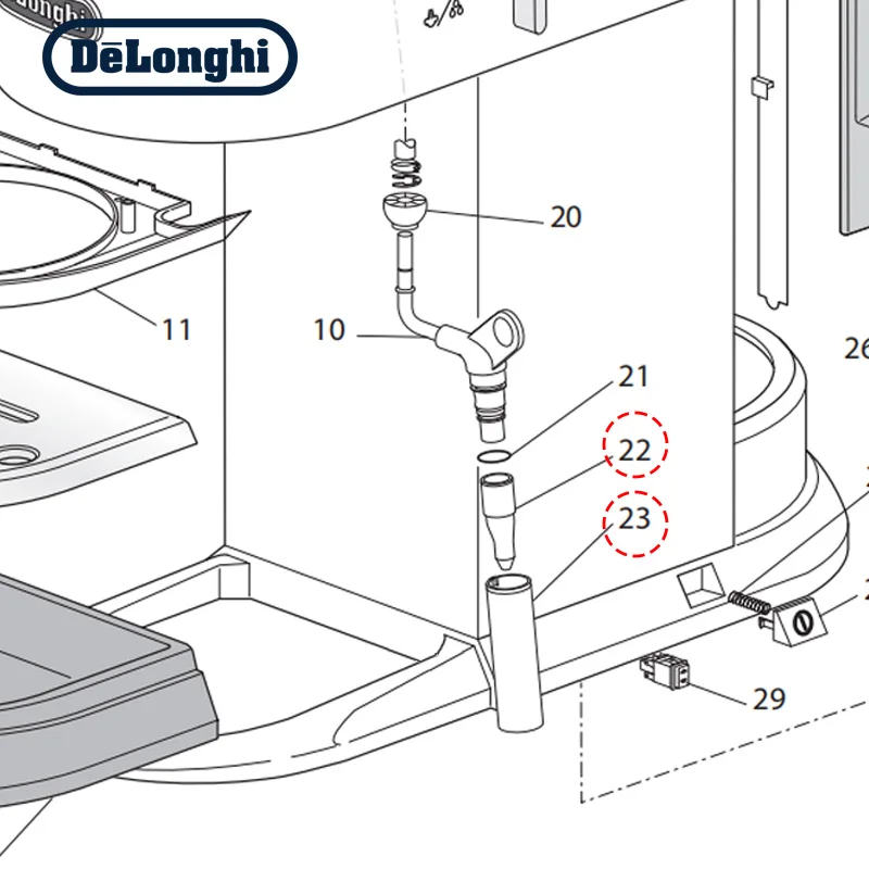 Made in Italy, original Delonghi EC685/EC680 semi-automatic coffee machine steam nozzle nipple head