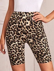 Summer New High-waisted Skin-tight Leopard Print Shorts Fashion Sexy Slim Five Quarter Pants High Stretch Leggings Women