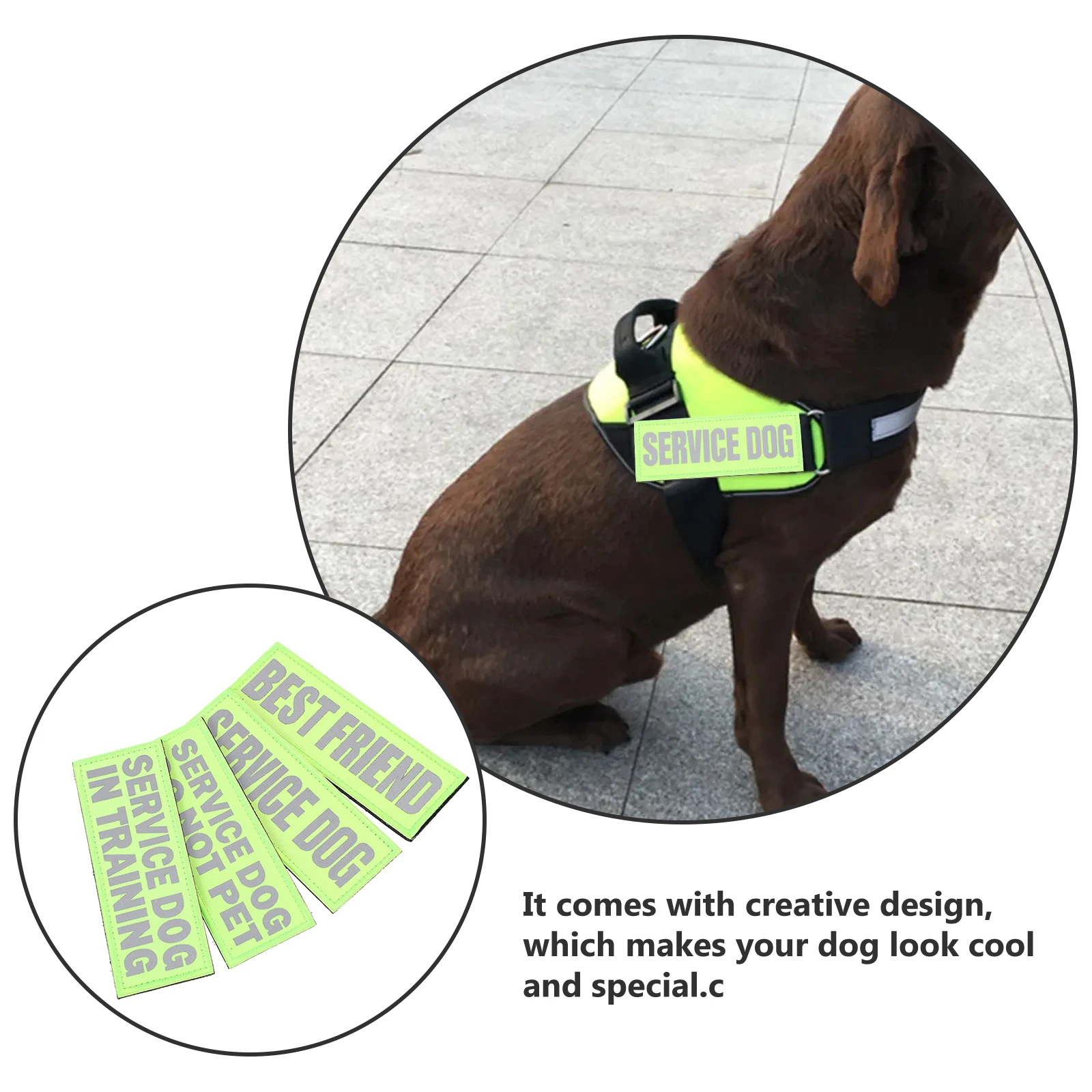 

4pcs Pet Strap Service Dog Patches Reflective Nylon Harness Collar Adjustable Durable Practical Outdoor Activities Dog