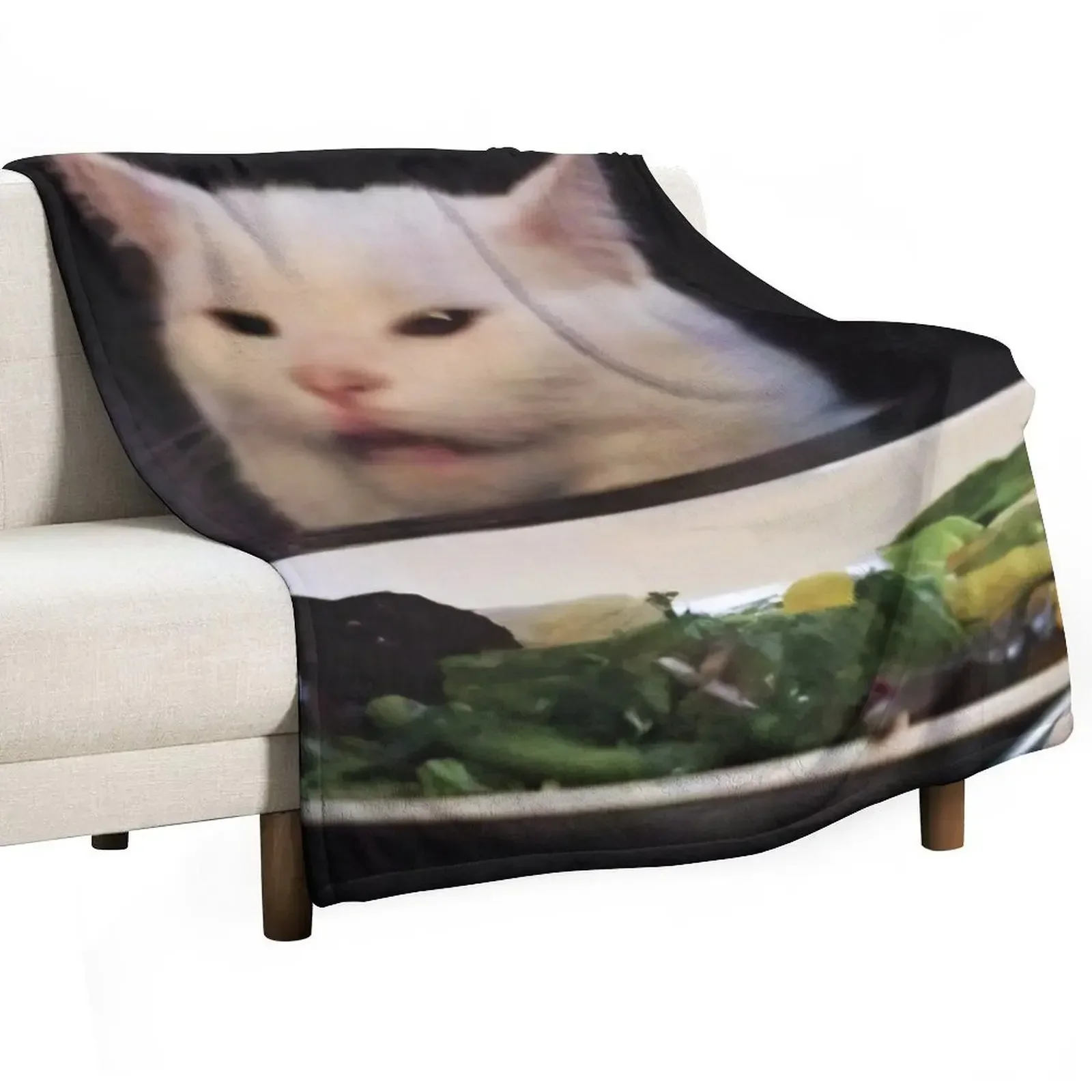 Smudge meme cat Throw Blanket For Decorative Sofa warm winter Hairys Moving Blankets