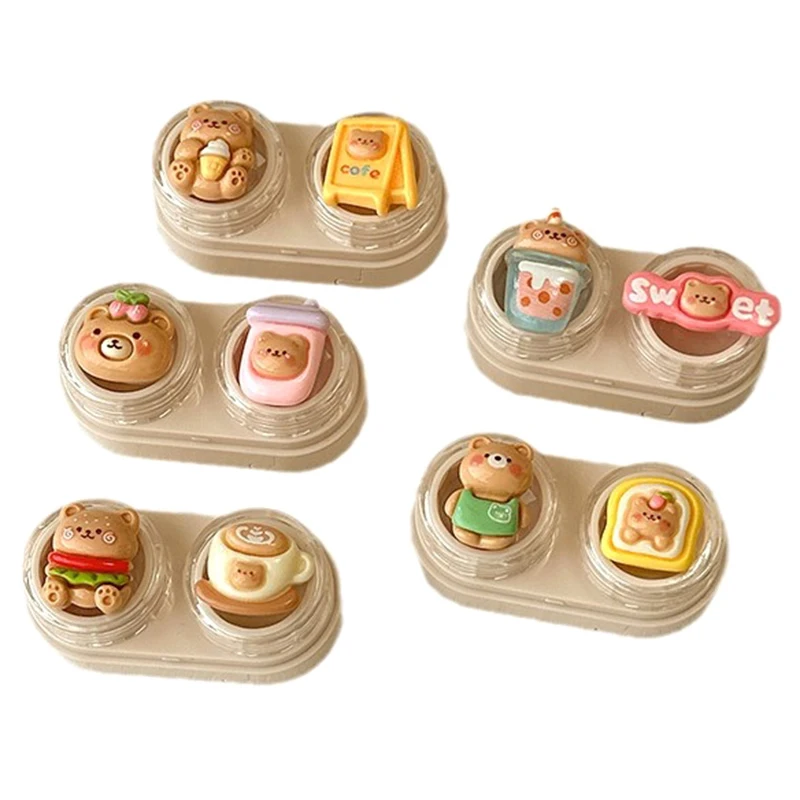 Portable Lovely Bear Contact Lens Box Holder Travel Eye Contact Lenses Case Container Storage Case Travel Accessories