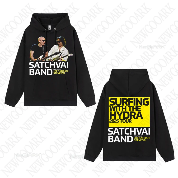 JOE SATRIANI STEVEN VAI NEW BAND SATCHVAI Tour Hoodies Men's Womenl Hard Rock Band Cotton Vintage Cotton Hooded Streetwear