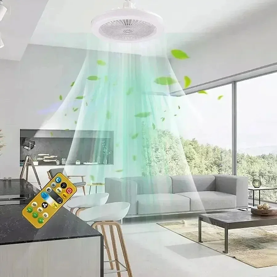 Smart 3 In 1 Ceiling Fan With Remote Control Lighting E27 Conversion Base 85-265v Lighting Base Suitable for Bedroom and Living