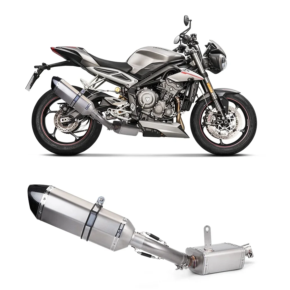 Motorcycle Exhaust Pipe For Street Triple 765 2017-2024 High Quality Modified Carbon Fiber Link Pipe Muffler Kits