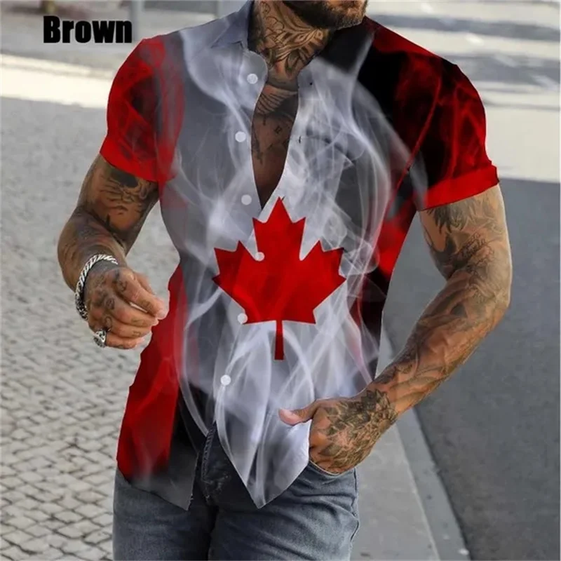 New Summer Men's I Love Canada Full Print Hawaiian Shirt Casual Short Sleeve Button Down Shirts For Men Plus Size Beach Shirt