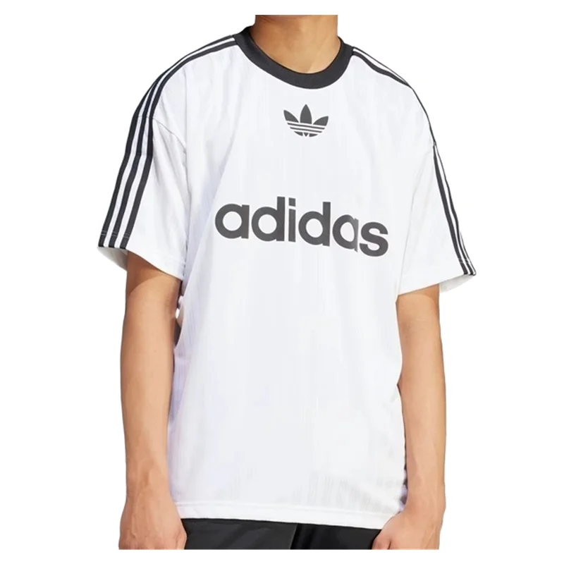 

Мужские футболки для тренировок Adidas, хлопок, в полоску, свободный стиль, удобные, мягкие, летние футболки с короткими рукавами, белый/бежевый