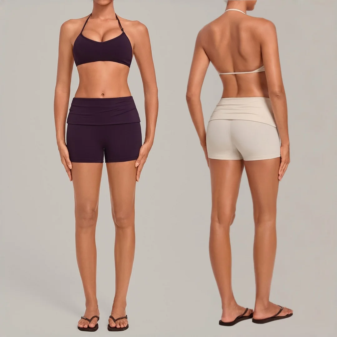 Women's Yoga Suit High Waist Hip Lift Tight-fitting Invisible Fold Sports Halter Neck Suit Fitness Running Workout Gym Yoga Set