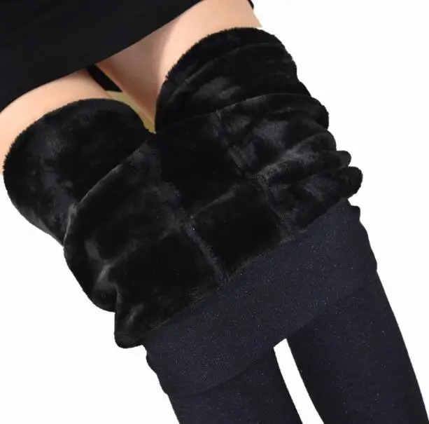 

600g Leggings Women Winter Plus Velvet Warmed Pants Black Thick Trouser Tight