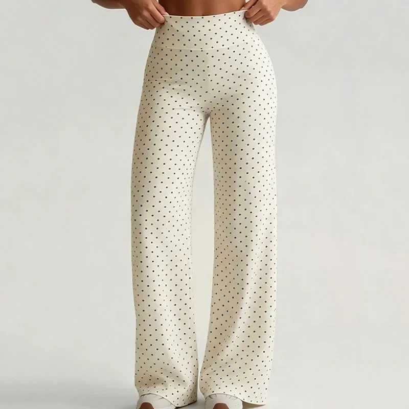 New Dot Printed 2026 Sport Trousers Female Naked Feel Pilates Running Motion Straight-Leg Yoga Pants High Waist Soft Leggings