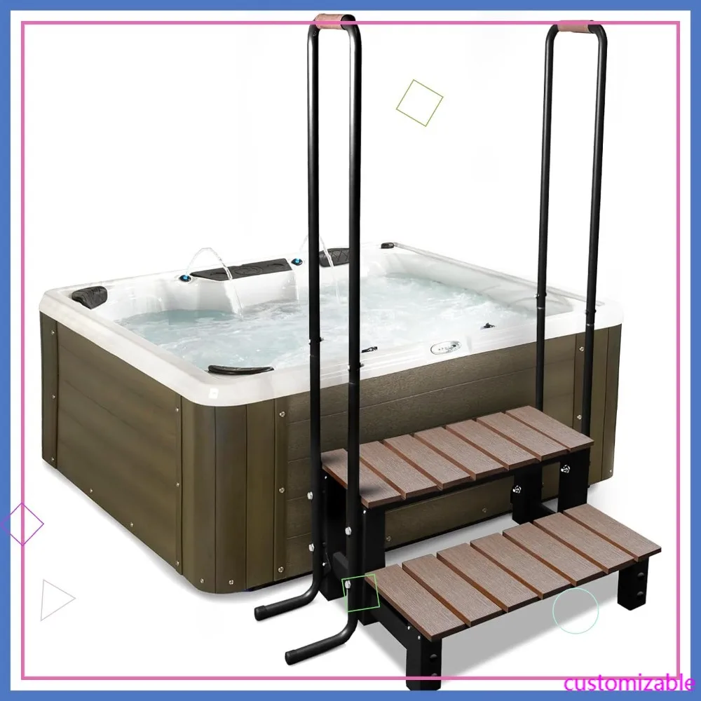 

Лестница для джакузи и наземных бассейнов с поручнями и противоскользящими накладками, грузоподъемность 600 фунтов, для спа-салонов, кемперов, прицепов-дач