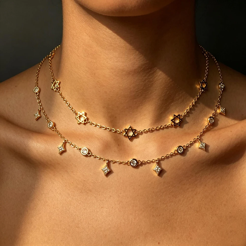 2026 Simple Design Fashion Star of David Hexagram Charm Pendant Necklace for Women Elegant Lucky Charm Israel Jewelry Gift