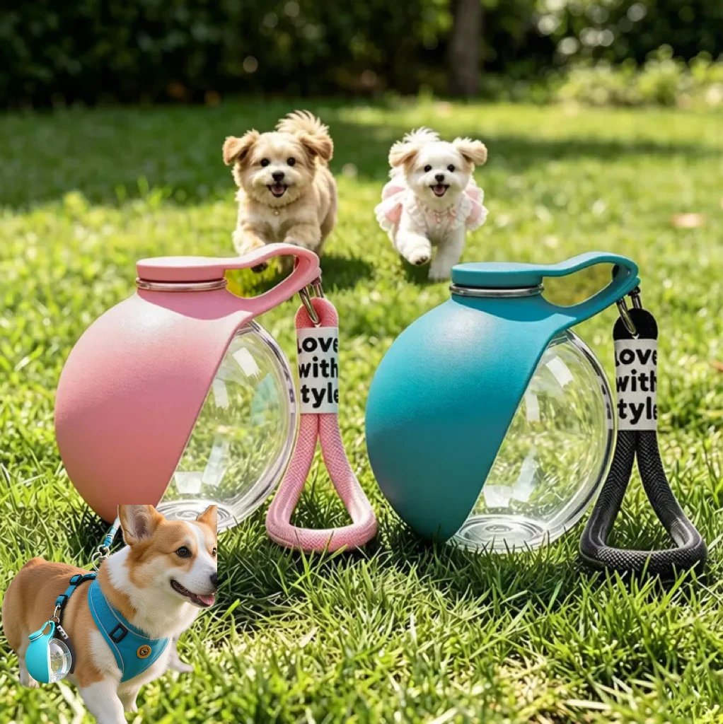 Safe Healthy Leak Proof Compact Dog Travel Water Bottle Pet Walking Travel Silicone Drink Bowl 2-in-1 Portable Dog Water Bottle