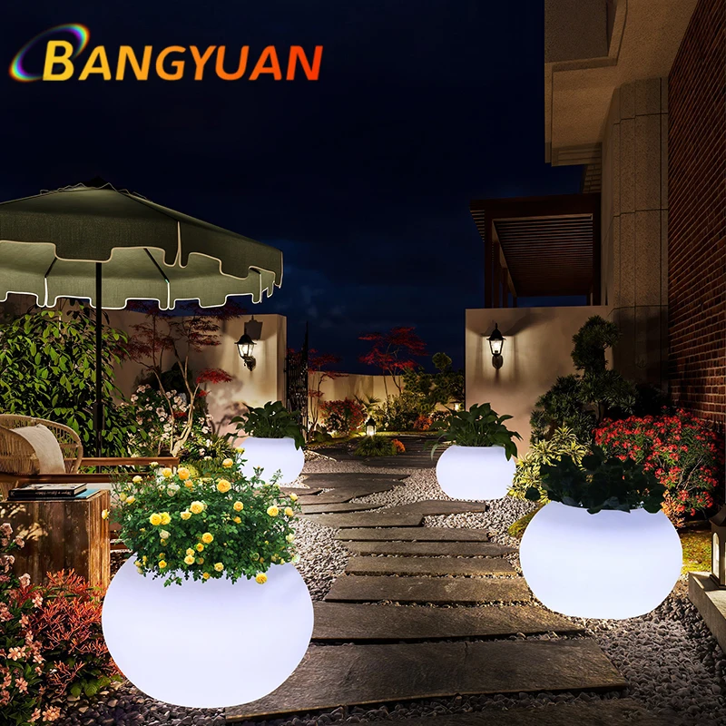 

Glowing Garden Flower Pot Waterproof Led Flower Pot Vase Balcony Patio Outdoor Lighting Furniture Hall Lawn Lights
