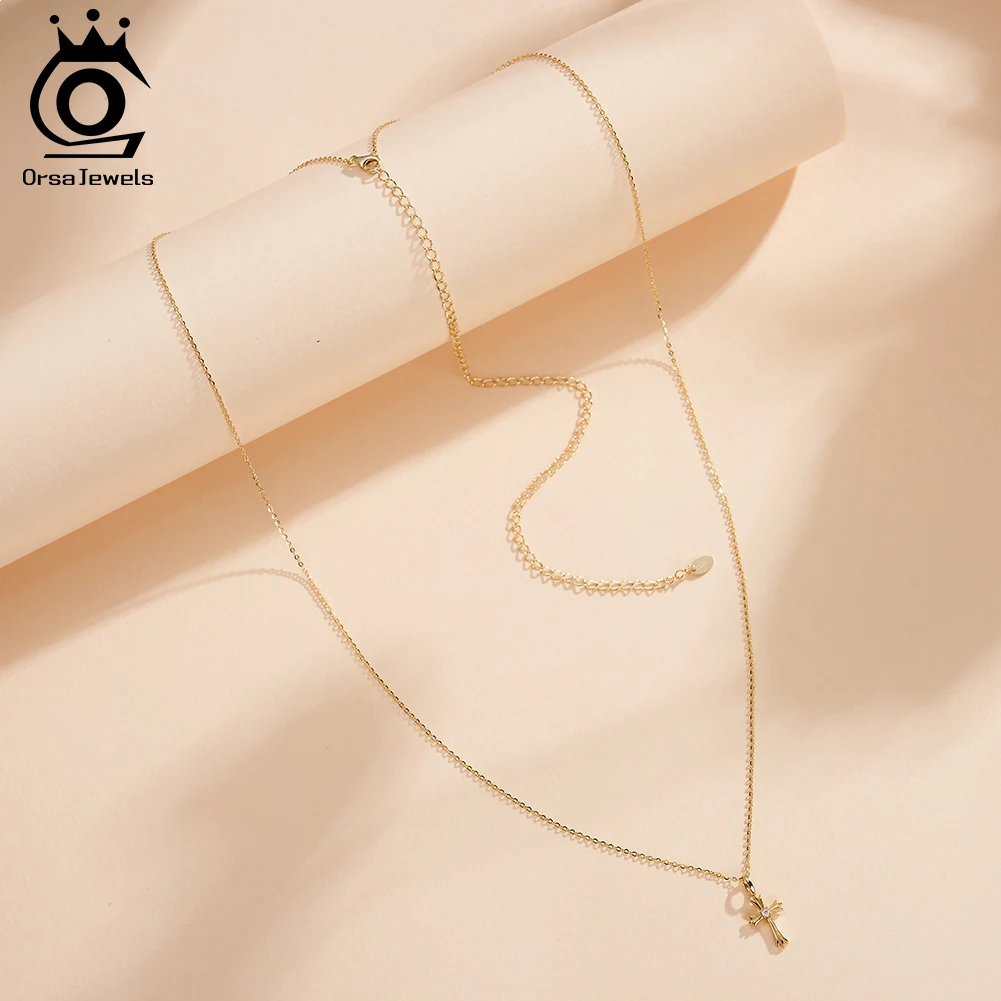 

ORSA JEWELS 925 Silver Cross Pendant Waist Chain for Women Body Chain Vintage Ethnic Style Chain Belt Decoration Jewelry CW03